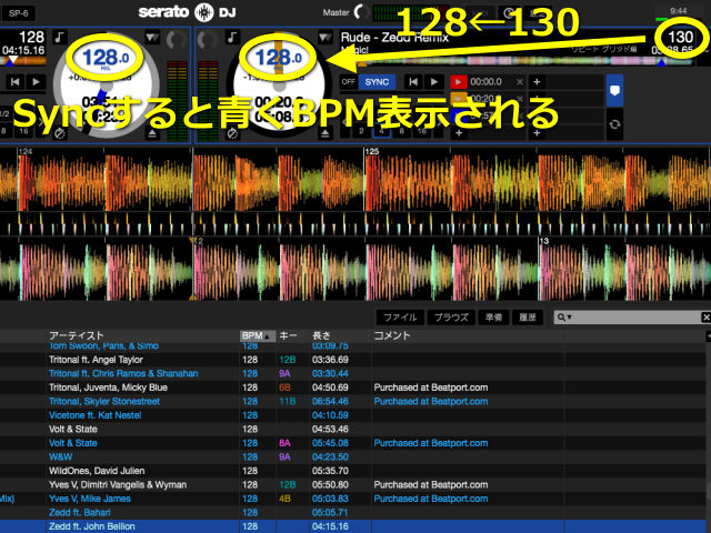 SX2,Sync,BPMが異なる曲のつなぎ方